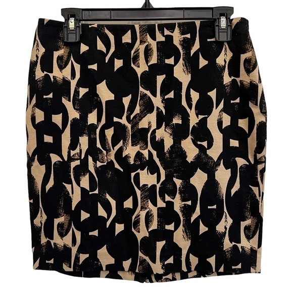 Ann Taylor Loft Pencil Skirt Straight Black Brown Zip, Size 4 Petite - Picture 1 of 11